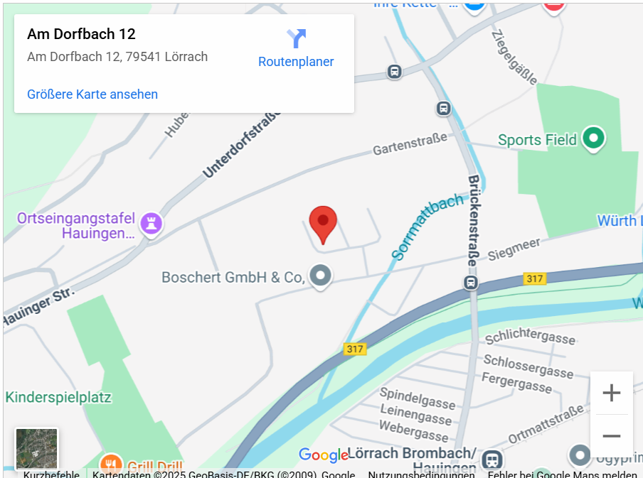 Karte zur Praxis von Google Maps fotografiert